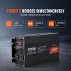 VEVOR 1000W Pure Sine Wave Inverter, DC 12V to AC 120V Power Inverter with 2 AC Outlets 1 USB Port 1 Type-C Port, Remote Control for Small Home Devices Like Smartphone Laptop, CE FCC Certified(1000W)
