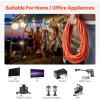 VEVOR 100FT Heavy Duty Extension Cord, 12AWG 15Amps 1875W, 3 Prongs Indoor Outdoor Electric Cord with Lighted End, Flexible & -40°C Cold-Resistant for Lawn, Garage, Home Use, ETL Listed(16AWG)