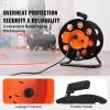 VEVOR 100FT Retractable Extension Cord Reel, with 4 Outlets and Dust Cover, Heavy Duty 12AWG SJTOW Power Cord, Portable Handle and Safety Overload Circuit Breaker, for Outdoor Indoor Toolshed Garage(100FT 12AWG)