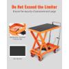 VEVOR 1100 LBS Hydraulic Lift Table Cart with 11″-35.4″ Lift Range, Hydraulic Scissor Cart with Non-Slip Pad & 4 Wheels, Manual Single Scissor Lift for Material Handling and Transportation