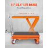 VEVOR 1100 LBS Hydraulic Lift Table Cart with 11″-35.4″ Lift Range, Hydraulic Scissor Cart with Non-Slip Pad & 4 Wheels, Manual Single Scissor Lift for Material Handling and Transportation