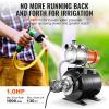 VEVOR 1HP Shallow Well Pump Portable, 1380 GPH Garden Jet Pump with Automatic Controller, 145 ft Head Stainless Steel Sprinkler Booster Pumps, for Garden Lawn Irrigation System, Water Transfer(1 HP with Tank SS)