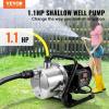 VEVOR 1HP Shallow Well Pump Portable, 1380 GPH Garden Jet Pump with Automatic Controller, 145 ft Head Stainless Steel Sprinkler Booster Pumps, for Garden Lawn Irrigation System, Water Transfer(1.1 HP with Handle)