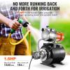 VEVOR 1HP Shallow Well Pump Portable, 1380 GPH Garden Jet Pump with Automatic Controller, 145 ft Head Stainless Steel Sprinkler Booster Pumps, for Garden Lawn Irrigation System, Water Transfer(1.6 HP with Tank SS)