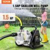 VEVOR 1HP Shallow Well Pump Portable, 1380 GPH Garden Jet Pump with Automatic Controller, 145 ft Head Stainless Steel Sprinkler Booster Pumps, for Garden Lawn Irrigation System, Water Transfer(1.5 HP with Handle)