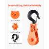 VEVOR 2 Ton Snatch Block with Swivel Hook, 3″ Sheave 3/8″ Inch Wire Rope, Heavy Duty Snatch Block Pulley 4400 lbs for Towing and Recovery Operations on Tow Truck Rollback Wrecker Car Hauler Winches(orange)