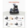 VEVOR 2 in 1 Heat Press Machine for T Shirts and Hats, 15×15 Inch Professional Swing Away Digital Tshirt Press Machine for Sublimation, Vinyl, Heat Transfer Projects(8in1-15×15-Black)