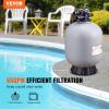 VEVOR 25033BX 19-inch, Up to 45 GPM Flow Rate, Above Inground Swimming Pool Sand System with 7-Way Multi-Port Valve, Filter, Backwash, Rinse, Recirculate, Waste, Winter, Closed Functions, Gray(24 inch)