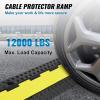 VEVOR 3 PCs 2 Channel Rubber Cable Protector Ramp, 12000 lbs/axle Capacity Heavy Duty Hose Wire Cover Ramp Driveway, Traffic Speed Bump w/Flip-Open Top Cover & 50 ft Warning Tape, for Indoor&Outdoor(2 Channel-5PCs)