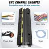VEVOR 3 PCs 2 Channel Rubber Cable Protector Ramp, 12000 lbs/axle Capacity Heavy Duty Hose Wire Cover Ramp Driveway, Traffic Speed Bump w/Flip-Open Top Cover & 50 ft Warning Tape, for Indoor&Outdoor(2 Channel-5PCs)