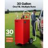 VEVOR 30 Gallon Fuel Caddy, Gas Storage Tank & 4 Wheels, with Manual Transfer Pump, Gasoline Diesel Fuel Container for Cars, Lawn Mowers, ATVs, Boats, More, Yellow(Electric Red)