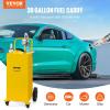 VEVOR 30 Gallon Fuel Caddy, Gas Storage Tank & 4 Wheels, with Manual Transfer Pump, Gasoline Diesel Fuel Container for Cars, Lawn Mowers, ATVs, Boats, More, Yellow(Yellow)
