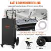 VEVOR 30 Gallon Fuel Caddy, Gas Storage Tank & 4 Wheels, with Manual Transfer Pump, Gasoline Diesel Fuel Container for Cars, Lawn Mowers, ATVs, Boats, More, Yellow(Black)