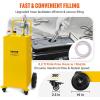 VEVOR 30 Gallon Fuel Caddy, Gas Storage Tank & 4 Wheels, with Manual Transfer Pump, Gasoline Diesel Fuel Container for Cars, Lawn Mowers, ATVs, Boats, More, Yellow(Yellow)
