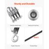 VEVOR 4400 lbs Breaking Strength 100 FT Rope Pulley Hoist, 5:1 Lifting Power Heavy Duty Pulley System with 2pcs Soft Loops, Metal Wheels Bearing Structure, Block and Tackle for Lifting Heavy Objects(0.23″ x 100′)