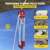 VEVOR 4400 lbs Breaking Strength 100 FT Rope Pulley Hoist, 5:1 Lifting Power Heavy Duty Pulley System with 2pcs Soft Loops, Metal Wheels Bearing Structure, Block and Tackle for Lifting Heavy Objects(1/2″ x 150′)
