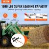 VEVOR 49″ Hay Spear, Bale Spears 1600lbs Loading Capacity, Skid Steer Loader Tractor Attachment with 2pcs 17.5″ Stabilizer Spears, Quick Attach Spike Forks(Horizontal type)
