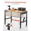 VEVOR Adjustable Workbench, 48-Inch Work Bench with Power Outlet, Wheels, and Pegboard, 2000 lbs Load Heavy Duty Oak Wood Top Work Table for Garage, Workshop, Office, and Home(Rubber Pad│Universal Wheels│48″x24″)