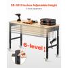 VEVOR Adjustable Workbench, 48-Inch Work Bench with Power Outlet, Wheels, and Pegboard, 2000 lbs Load Heavy Duty Oak Wood Top Work Table for Garage, Workshop, Office, and Home(Rubber Pad│Universal Wheels│60″x22″)