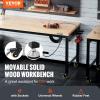 VEVOR Adjustable Workbench, 48-Inch Work Bench with Power Outlet, Wheels, and Pegboard, 2000 lbs Load Heavy Duty Oak Wood Top Work Table for Garage, Workshop, Office, and Home(Rubber Pad│Universal Wheels│72″x25″x39.5″)