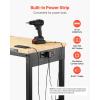 VEVOR Adjustable Workbench, 48-Inch Work Bench with Power Outlet, Wheels, and Pegboard, 2000 lbs Load Heavy Duty Oak Wood Top Work Table for Garage, Workshop, Office, and Home(Rubber Pad│Universal Wheels│60″x22″)