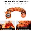 VEVOR Air Mover Blower Fan 12 Inch, 3198CFM 585W with 33ft Flexible Duct, Industrial Portable Ventilator Blower/Exhaust, Orange(3198CFM  12in-33ft Combo Fan and Hose)