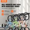 VEVOR Bike Storage Rack, 6 Bike Racks and 3 Helmets Hooks, Wall Mount Bike Storage Hanger, Home & Garage Organizer, Customizable for Various Bike Sizes, Adjustable Holder, Holds Up to 300 lbs, 48-inch(Bike Storage Rack)