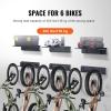 VEVOR Bike Storage Rack, 6 Bike Racks and 3 Helmets Hooks, Wall Mount Bike Storage Hanger, Home & Garage Organizer, Customizable for Various Bike Sizes, Adjustable Holder, Holds Up to 300 lbs, 48-inch(Bike Storage Rack with Shelves)