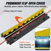 VEVOR Cable Protector Ramp, 2 Channel, 22000 lbs/axle Capacity Heavy Duty TPU Wire Cord Cover Ramp Hose Protector Driveway, Traffic Speed Bump w/TPR Flip-Open Top Cover, for Indoor & Outdoor(5 PCs)