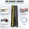 VEVOR Cable Protector Ramp, 2 Channel, 22000 lbs/axle Capacity Heavy Duty TPU Wire Cord Cover Ramp Hose Protector Driveway, Traffic Speed Bump w/TPR Flip-Open Top Cover, for Indoor & Outdoor(5 PCs)