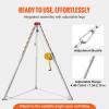 VEVOR Confined Space Tripod Kit, 1800 lbs Winch, Confined Space Tripod 7′ Legs and 98′ Cable, Confined Space Rescue Tripod 32.8′ Fall Protection, Harness, Storage Bag for Traditional Confined Spaces(1800 lbs w/Harness)
