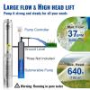 VEVOR Deep Well Submersible Pump, 1HP 115V/60Hz, 37gpm Flow 207ft Head, with 33ft Electric Cord, 4″ Stainless Steel Water Pump for Industrial, Irrigation&Home Use, IP68 Waterproof Grade(3HP/230V w/ control box)