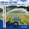 VEVOR Deep Well Submersible Pump, 2HP 230V/60Hz, 37GPM 427 ft Head, with 33 ft Cord & External Control Box, 4 inch Stainless Steel Water Pumps for Industrial, Irrigation and Home Use, IP68 Waterproof(1HP/230V)