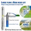 VEVOR Deep Well Submersible Pump, 2HP 230V/60Hz, 37GPM 427 ft Head, with 33 ft Cord & External Control Box, 4 inch Stainless Steel Water Pumps for Industrial, Irrigation and Home Use, IP68 Waterproof(3HP/230V)