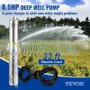 VEVOR Deep Well Submersible Pump, 2HP 230V/60Hz, 37GPM 427 ft Head, with 33 ft Cord & External Control Box, 4 inch Stainless Steel Water Pumps for Industrial, Irrigation and Home Use, IP68 Waterproof(0.5HP/230V/ Built-in Controller)