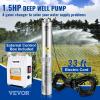 VEVOR Deep Well Submersible Pump, 2HP 230V/60Hz, 37GPM 427 ft Head, with 33 ft Cord & External Control Box, 4 inch Stainless Steel Water Pumps for Industrial, Irrigation and Home Use, IP68 Waterproof(1.5HP/115V w/ control box)