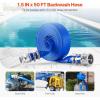 VEVOR Discharge Hose, 1-1/2″ x 100′, PVC Fabric Lay Flat Hose, Heavy Duty Backwash Drain Hose with Clamps, Weather-proof & Burst-proof, Ideal for Swimming Pool & Water Transfer, Blue(1-1/2″ x 50′ with connector)
