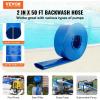 VEVOR Discharge Hose, 1-1/2″ x 100′, PVC Fabric Lay Flat Hose, Heavy Duty Backwash Drain Hose with Clamps, Weather-proof & Burst-proof, Ideal for Swimming Pool & Water Transfer, Blue(02 2″ x 50′)