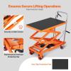 VEVOR Electric Lift Table, 330 lbs Capacity Single Scissor Lift Table, 8-28 in Height Adjustable Lifting Platform, Coffee Table Lift with 4 Wheels, for Material Handling and Transportation, Black(Orange)