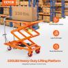 VEVOR Electric Lift Table, 330 lbs Capacity Single Scissor Lift Table, 8-28 in Height Adjustable Lifting Platform, Coffee Table Lift with 4 Wheels, for Material Handling and Transportation, Black(Orange)