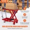 VEVOR Electric Lift Table, 330 lbs Capacity Single Scissor Lift Table, 8-28 in Height Adjustable Lifting Platform, Coffee Table Lift with 4 Wheels, for Material Handling and Transportation, Black(Red)