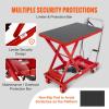 VEVOR Electric Lift Table, 330 lbs Capacity Single Scissor Lift Table, 8-28 in Height Adjustable Lifting Platform, Coffee Table Lift with 4 Wheels, for Material Handling and Transportation, Black(Red)
