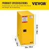 VEVOR Flammable Cabinet 18″ x 43″ x 50″, Cold-Rolled Steel Flammable Liquid Storage Cabinet 34 Gal with 2 Adjustable Shelves/2 Manual Closing Doors for Industrial Use, Yellow(30gallon)