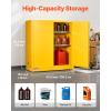 VEVOR Flammable Cabinet 18″ x 43″ x 50″, Cold-Rolled Steel Flammable Liquid Storage Cabinet 34 Gal with 2 Adjustable Shelves/2 Manual Closing Doors for Industrial Use, Yellow(18″ x 43″ x 46″)