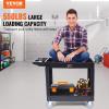VEVOR Foldable Utility Service Cart, 165LBS 3 Shelf Heavy Duty Plastic Rolling Cart with 360° Swivel Wheels (2 with Brakes), Ergonomic Handle, Portable Garage Tool Cart for Warehouse Office Home(2 Tier-550LBS)