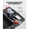 VEVOR Foldable Utility Service Cart, 165LBS 3 Shelf Heavy Duty Plastic Rolling Cart with 360° Swivel Wheels (2 with Brakes), Ergonomic Handle, Portable Garage Tool Cart for Warehouse Office Home(3 Tier-550LBS)