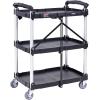VEVOR Foldable Utility Service Cart, 165LBS 3 Shelf Heavy Duty Plastic Rolling Cart with 360° Swivel Wheels (2 with Brakes), Ergonomic Handle, Portable Garage Tool Cart for Warehouse Office Home(Foldable-165LBS)