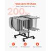 VEVOR Folding Chair Rack, 300 LBS Capacity, L-Shape Horizontal Placement Chair Cart for 25 Chairs, Heavy-Duty Metal Chair Storage Dolly with Rubber Wheels and Holders, Large Chair Holder, Matte Black(T-Shape type)