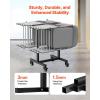 VEVOR Folding Chair Rack, 300 LBS Capacity, L-Shape Horizontal Placement Chair Cart for 25 Chairs, Heavy-Duty Metal Chair Storage Dolly with Rubber Wheels and Holders, Large Chair Holder, Matte Black(T-Shape type)