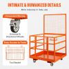 VEVOR Forklift Man Basket, 36 x 36 Inches Forklift Safety Cage Work Platform 1200 lbs Load Capacity, Collapsible Lift Basket with 4 Wheels Device Chain for Aerial Work Lifting Loader(43″x45″ with Wheels)